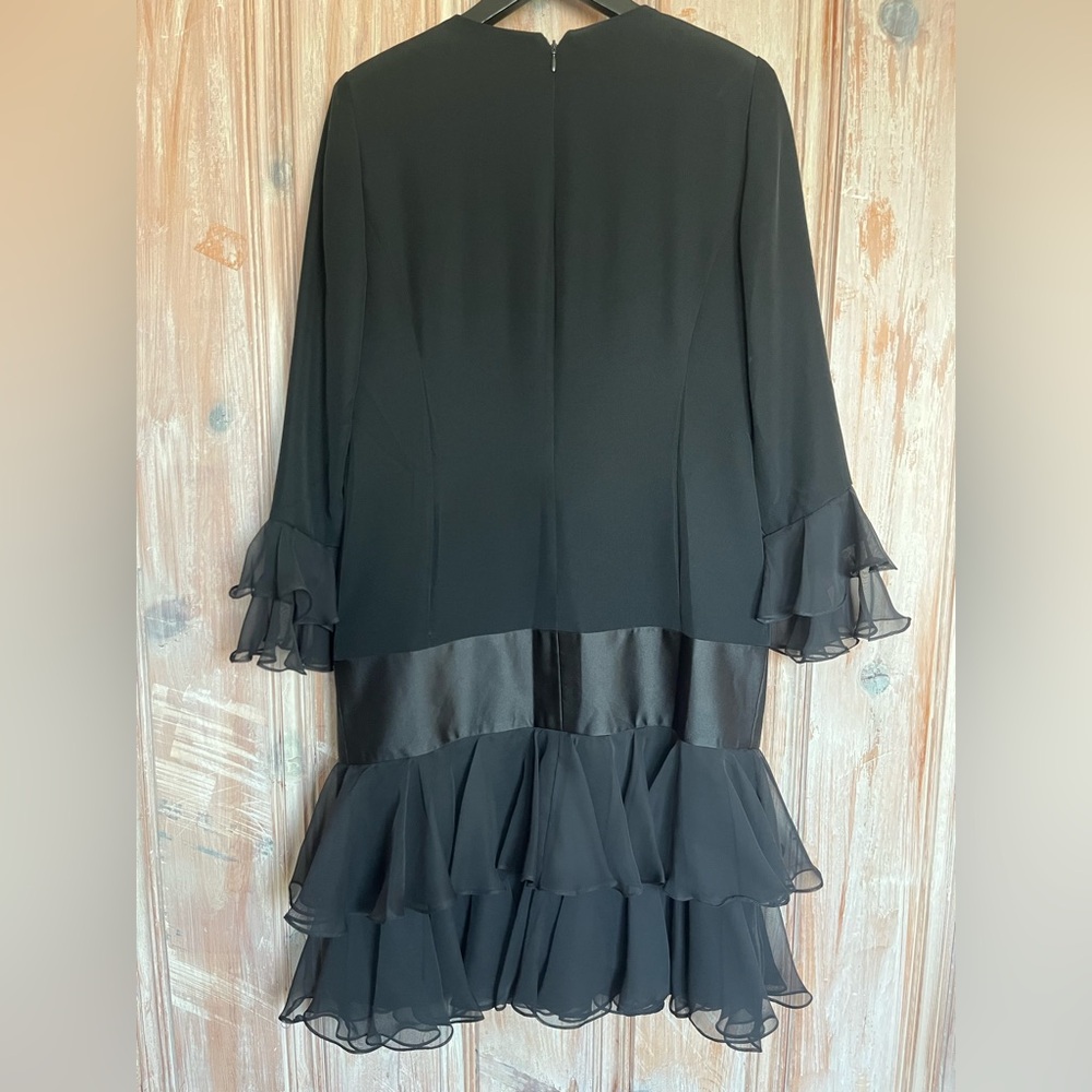 Marlene’s Golden Hanger Vintage Midi Shift Dress Evening Black Size 14 - Picture 4 of 9